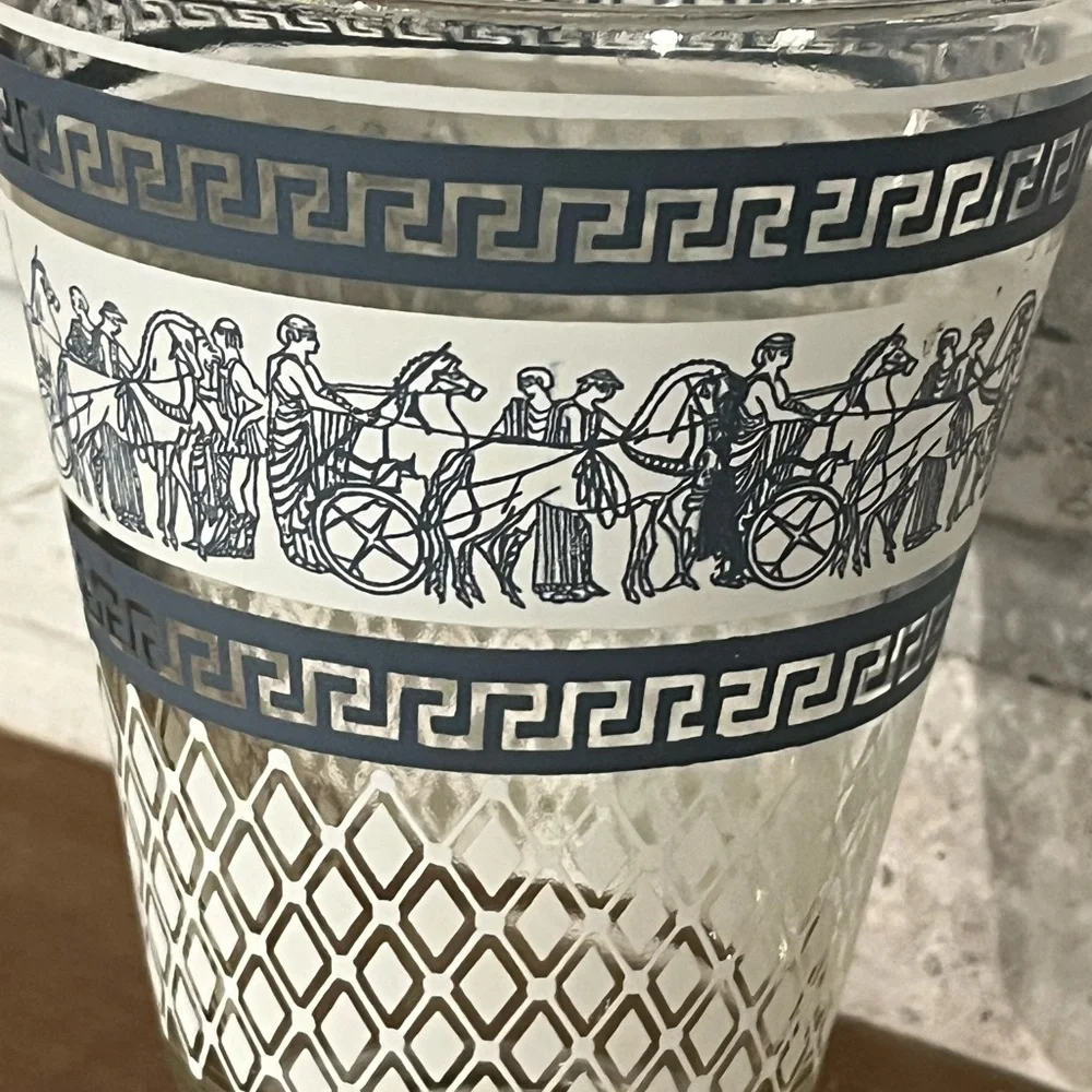 Vintage Mid Century MCM 50s Patrician Blue Jeannette‎ Jar With Lid Greek Style